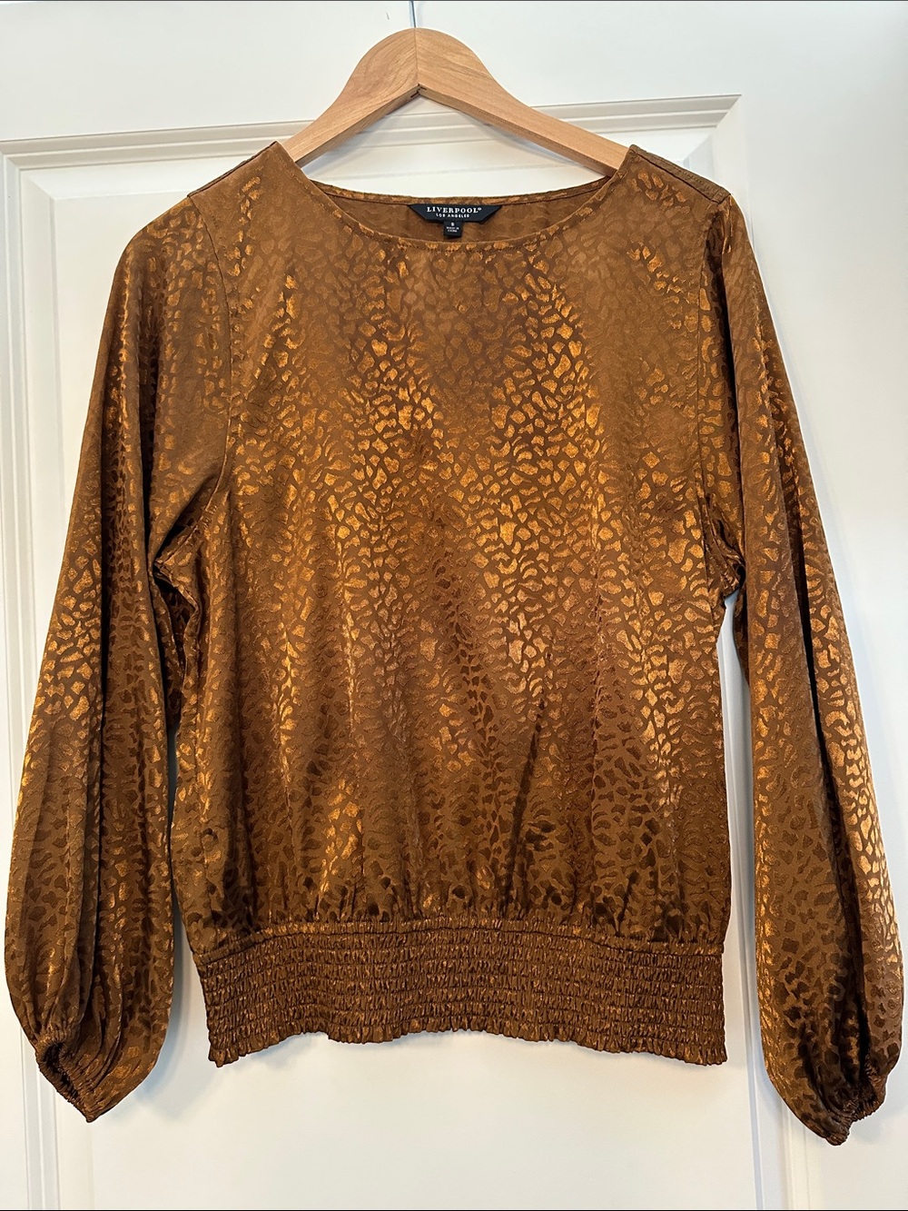 Liverpool Bronze Brown Textured Long-Sleeve Top